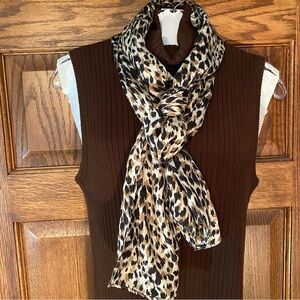 Leopard Oblong Scarf Wrap Black, Taupe, Cream